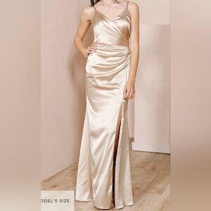 NWOT Revelry Soft Champagne  Satin Evening Gown